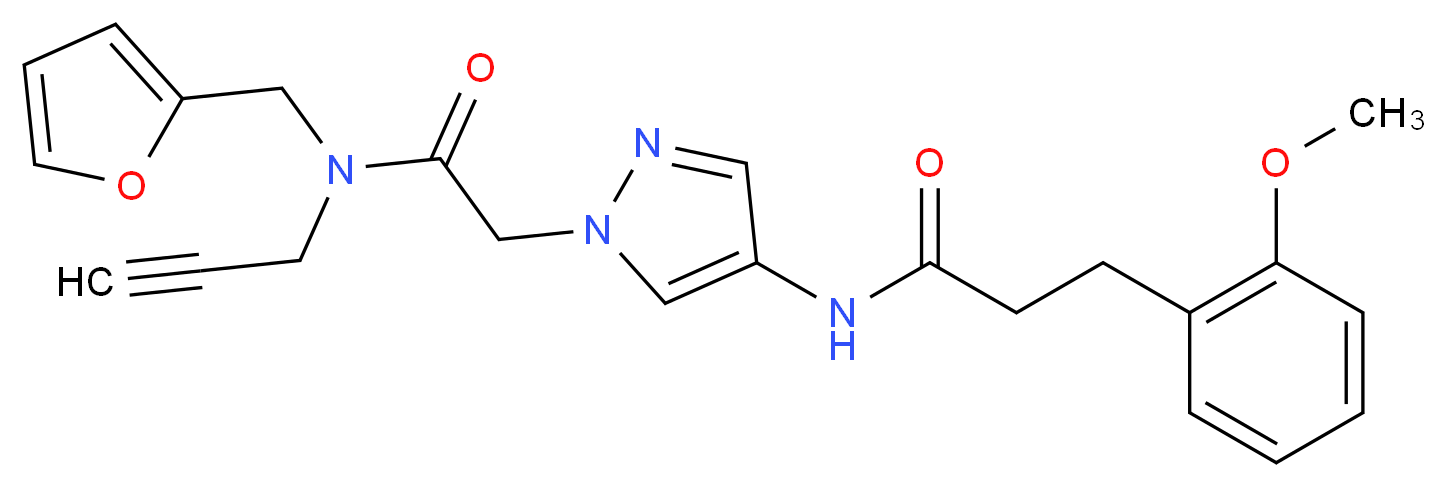 N-(1-{2-[(2-furylmethyl)(2-propyn-1-yl)amino]-2-oxoethyl}-1H-pyrazol-4-yl)-3-(2-methoxyphenyl)propanamide_分子结构_CAS_)