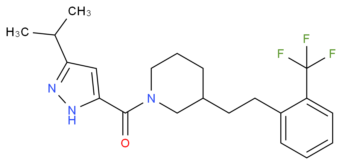 1-[(3-isopropyl-1H-pyrazol-5-yl)carbonyl]-3-{2-[2-(trifluoromethyl)phenyl]ethyl}piperidine_分子结构_CAS_)