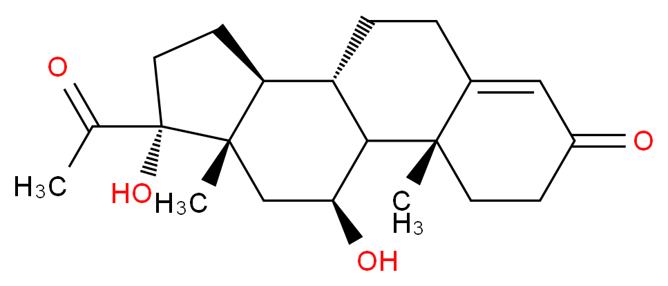 (1S,2R,10S,11S,14R,15S,17S)-14-acetyl-14,17-dihydroxy-2,15-dimethyltetracyclo[8.7.0.0<sup>2</sup>,<sup>7</sup>.0<sup>1</sup><sup>1</sup>,<sup>1</sup><sup>5</sup>]heptadec-6-en-5-one_分子结构_CAS_641-77-0