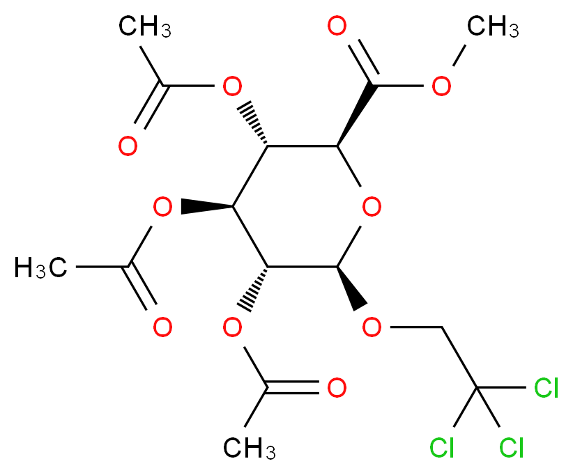 methyl (2S,3S,4S,5R,6R)-3,4,5-tris(acetyloxy)-6-(2,2,2-trichloroethoxy)oxane-2-carboxylate_分子结构_CAS_59495-75-9