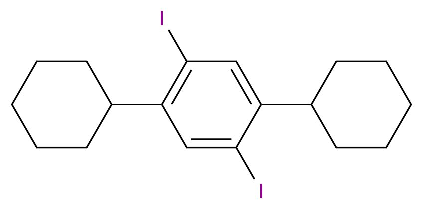 1,4-二环己基-2,5-二碘苯_分子结构_CAS_236407-24-2)