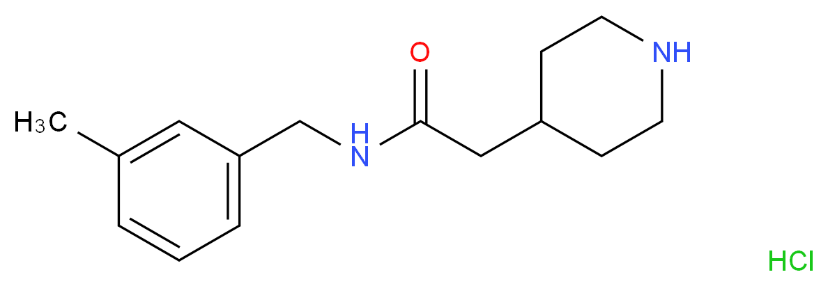 N-(3-Methylbenzyl)-2-piperidin-4-ylacetamide hydrochloride_分子结构_CAS_)
