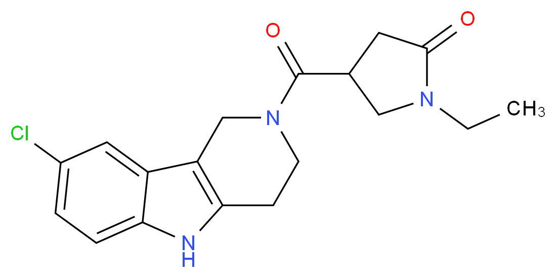 4-[(8-chloro-1,3,4,5-tetrahydro-2H-pyrido[4,3-b]indol-2-yl)carbonyl]-1-ethyl-2-pyrrolidinone_分子结构_CAS_)