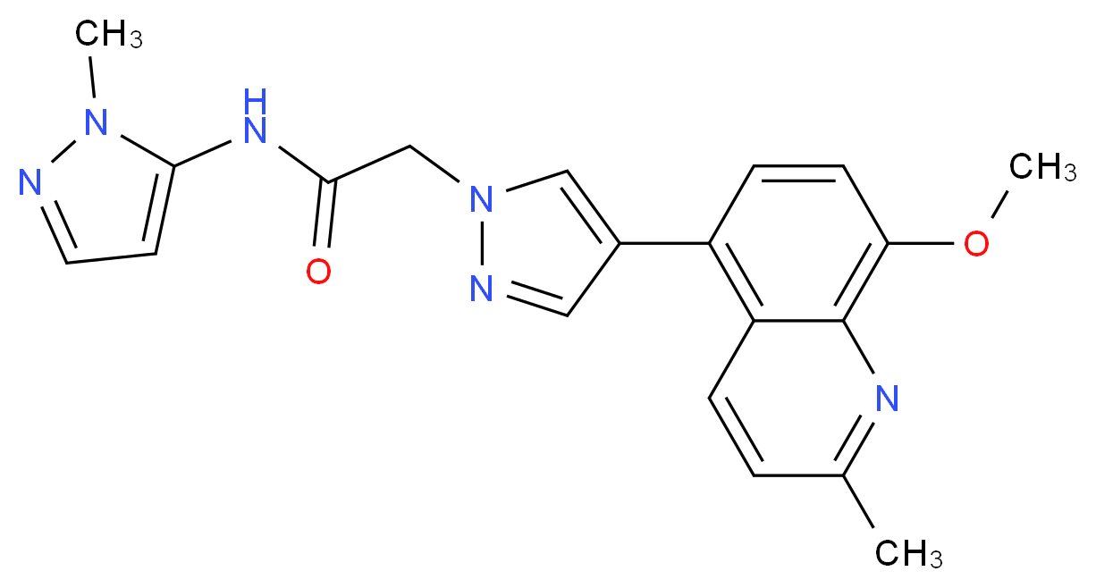 2-[4-(8-methoxy-2-methylquinolin-5-yl)-1H-pyrazol-1-yl]-N-(1-methyl-1H-pyrazol-5-yl)acetamide_分子结构_CAS_)