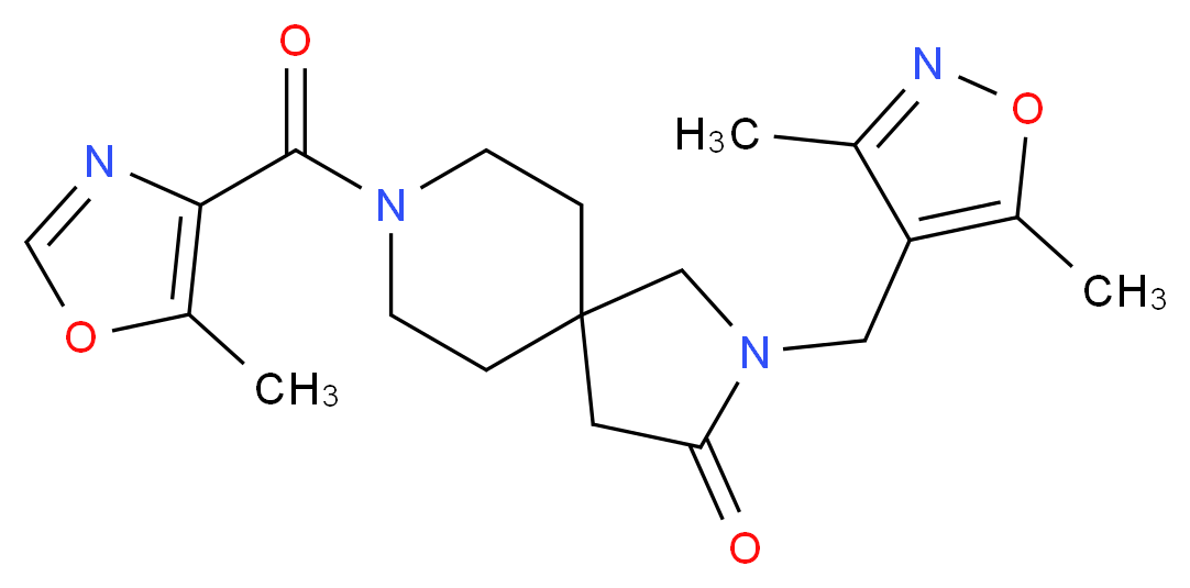 2-[(3,5-dimethyl-4-isoxazolyl)methyl]-8-[(5-methyl-1,3-oxazol-4-yl)carbonyl]-2,8-diazaspiro[4.5]decan-3-one_分子结构_CAS_)