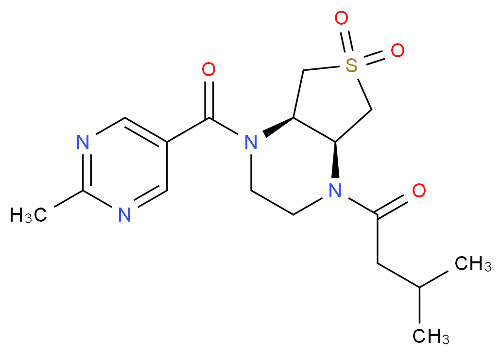 (4aR*,7aS*)-1-(3-methylbutanoyl)-4-[(2-methyl-5-pyrimidinyl)carbonyl]octahydrothieno[3,4-b]pyrazine 6,6-dioxide_分子结构_CAS_)