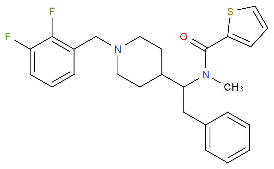 N-{1-[1-(2,3-difluorobenzyl)-4-piperidinyl]-2-phenylethyl}-N-methyl-2-thiophenecarboxamide_分子结构_CAS_)