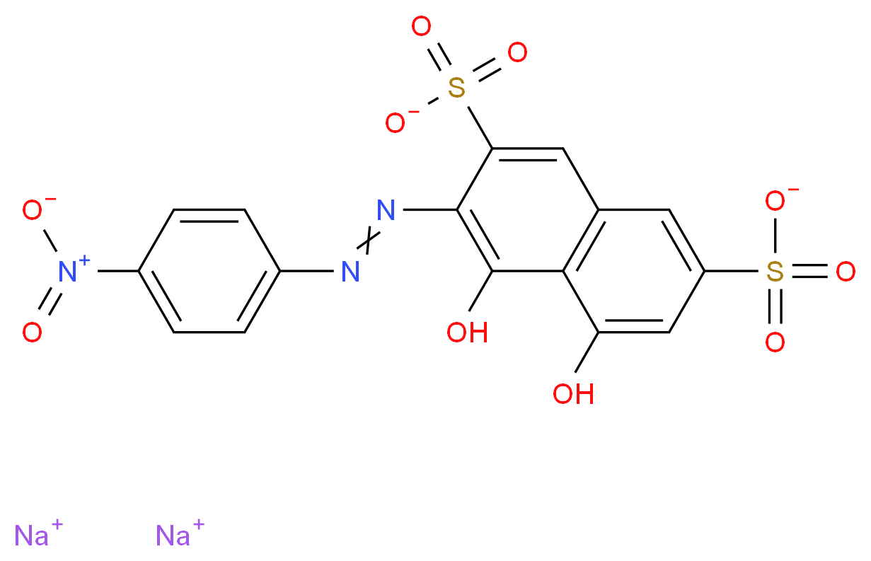 disodium 4,5-dihydroxy-3-[2-(4-nitrophenyl)diazen-1-yl]naphthalene-2,7-disulfonate_分子结构_CAS_548-80-1