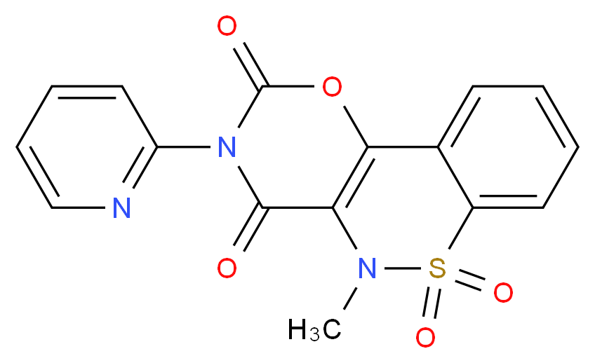 8-methyl-5-(pyridin-2-yl)-3-oxa-9λ<sup>6</sup>-thia-5,8-diazatricyclo[8.4.0.0<sup>2</sup>,<sup>7</sup>]tetradeca-1(14),2(7),10,12-tetraene-4,6,9,9-tetrone_分子结构_CAS_90101-16-9