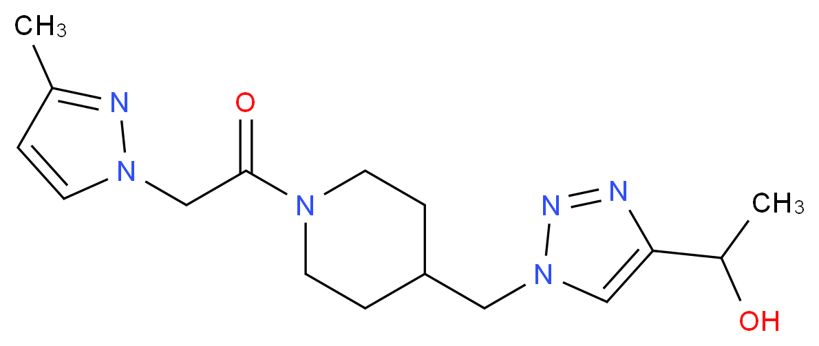 1-[1-({1-[(3-methyl-1H-pyrazol-1-yl)acetyl]-4-piperidinyl}methyl)-1H-1,2,3-triazol-4-yl]ethanol_分子结构_CAS_)