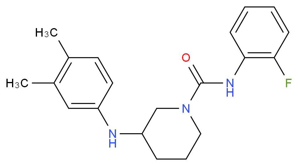 3-[(3,4-dimethylphenyl)amino]-N-(2-fluorophenyl)-1-piperidinecarboxamide_分子结构_CAS_)