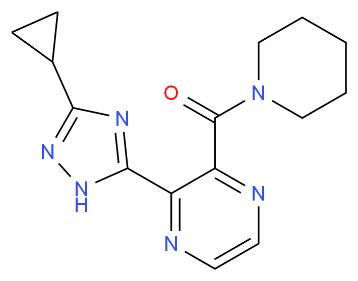 2-(3-cyclopropyl-1H-1,2,4-triazol-5-yl)-3-(piperidin-1-ylcarbonyl)pyrazine_分子结构_CAS_)