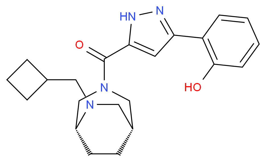 2-(5-{[(1R*,5R*)-6-(cyclobutylmethyl)-3,6-diazabicyclo[3.2.2]non-3-yl]carbonyl}-1H-pyrazol-3-yl)phenol_分子结构_CAS_)