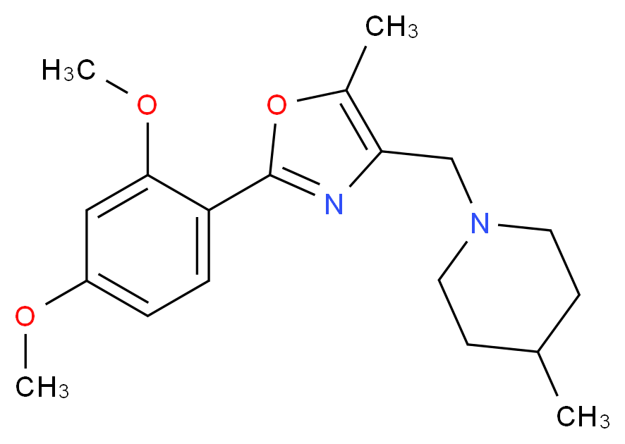 1-{[2-(2,4-dimethoxyphenyl)-5-methyl-1,3-oxazol-4-yl]methyl}-4-methylpiperidine_分子结构_CAS_)