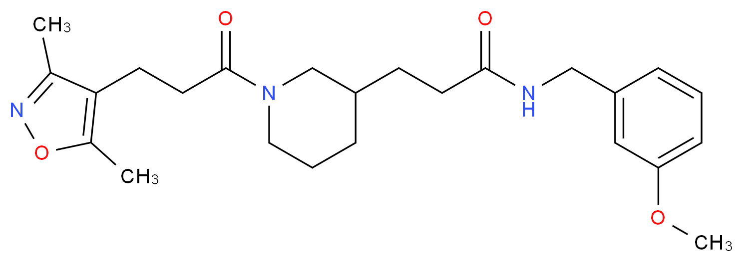 3-{1-[3-(3,5-dimethyl-4-isoxazolyl)propanoyl]-3-piperidinyl}-N-(3-methoxybenzyl)propanamide_分子结构_CAS_)