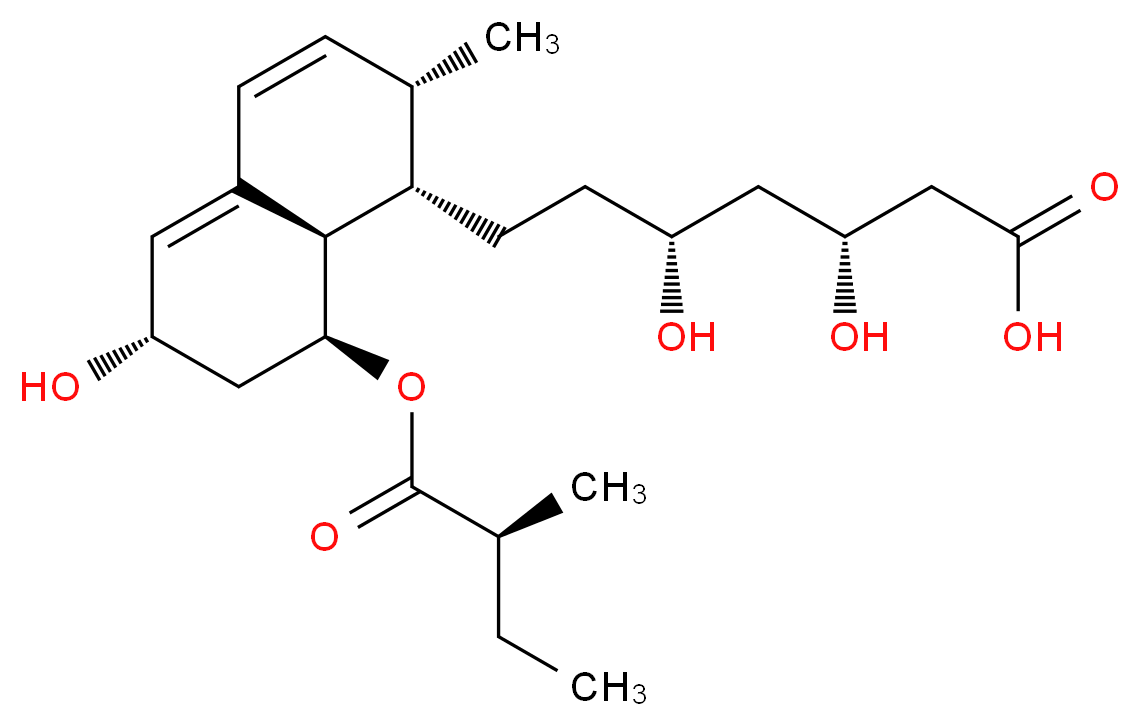 (3R,5R)-7-[(1S,2S,6S,8S,8aR)-6-hydroxy-2-methyl-8-{[(2S)-2-methylbutanoyl]oxy}-1,2,6,7,8,8a-hexahydronaphthalen-1-yl]-3,5-dihydroxyheptanoic acid_分子结构_CAS_81093-37-0