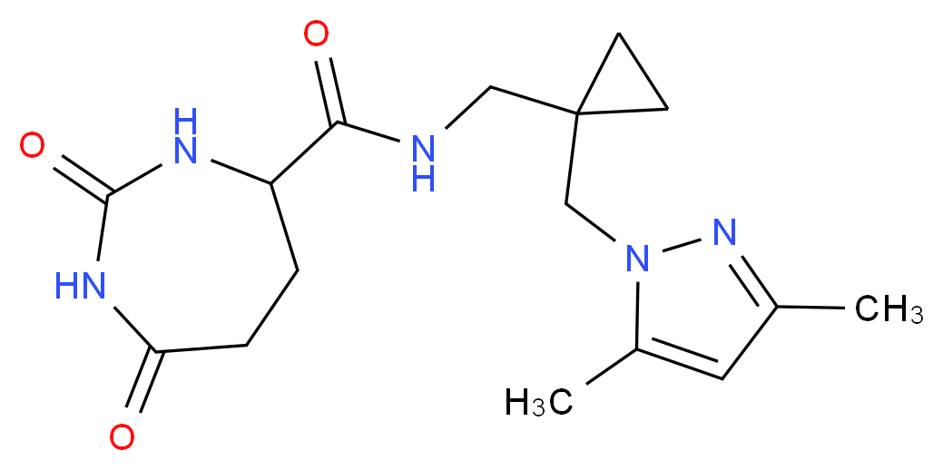 N-({1-[(3,5-dimethyl-1H-pyrazol-1-yl)methyl]cyclopropyl}methyl)-2,7-dioxo-1,3-diazepane-4-carboxamide_分子结构_CAS_)