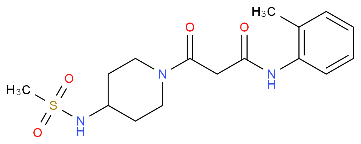 N-(2-methylphenyl)-3-{4-[(methylsulfonyl)amino]piperidin-1-yl}-3-oxopropanamide_分子结构_CAS_)