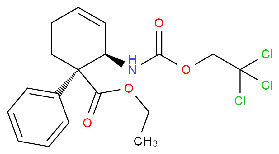 ethyl (1R,2R)-1-phenyl-2-{[(2,2,2-trichloroethoxy)carbonyl]amino}cyclohex-3-ene-1-carboxylate_分子结构_CAS_71616-76-7