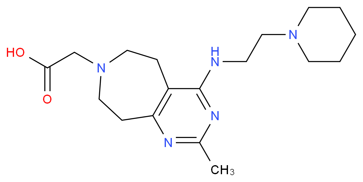 {2-methyl-4-[(2-piperidin-1-ylethyl)amino]-5,6,8,9-tetrahydro-7H-pyrimido[4,5-d]azepin-7-yl}acetic acid_分子结构_CAS_)