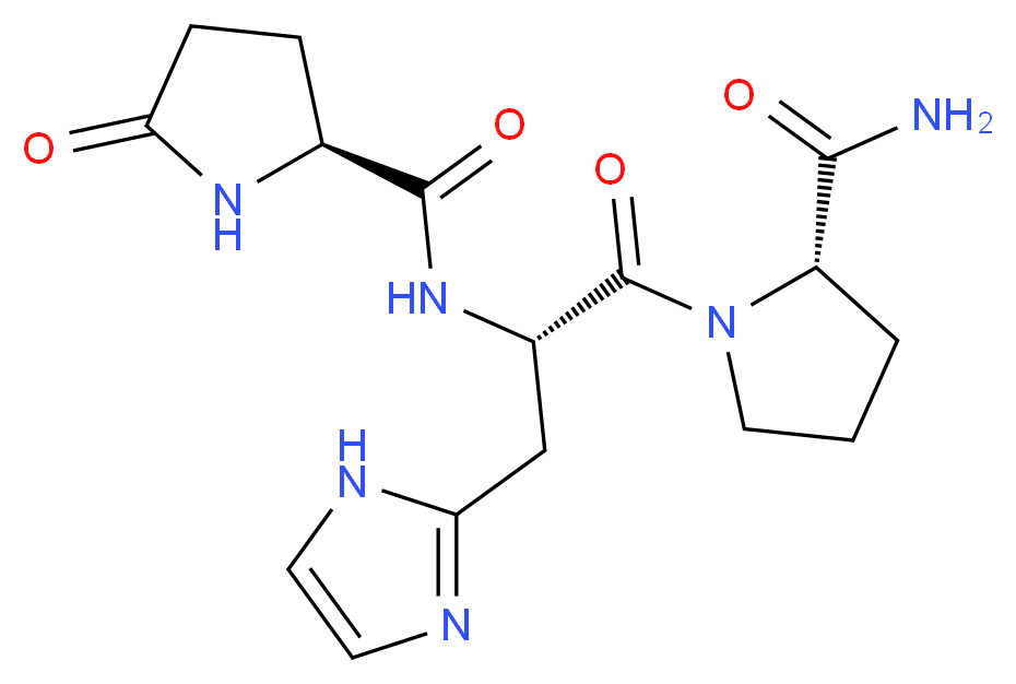 (2S)-N-[(2S)-1-[(2S)-2-carbamoylpyrrolidin-1-yl]-3-(1H-imidazol-2-yl)-1-oxopropan-2-yl]-5-oxopyrrolidine-2-carboxamide_分子结构_CAS_24305-27-9