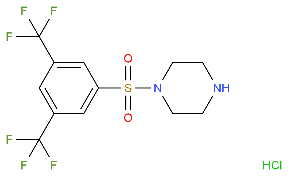 1-{[3,5-bis(trifluoromethyl)phenyl]sulfonyl}piperazine hydrochloride_分子结构_CAS_97630-12-1)