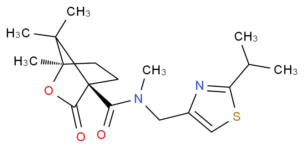 (1R,4S)-N-[(2-isopropyl-1,3-thiazol-4-yl)methyl]-N,1,7,7-tetramethyl-3-oxo-2-oxabicyclo[2.2.1]heptane-4-carboxamide_分子结构_CAS_)