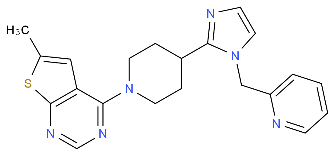 6-methyl-4-{4-[1-(pyridin-2-ylmethyl)-1H-imidazol-2-yl]piperidin-1-yl}thieno[2,3-d]pyrimidine_分子结构_CAS_)