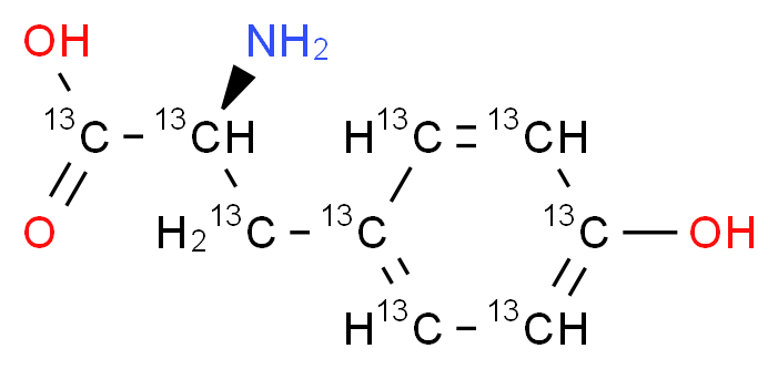 (2S)-2-amino-3-[4-hydroxy(1,2,3,4,5,6-<sup>1</sup><sup>3</sup>C<sub>6</sub>)phenyl](1,2,3-<sup>1</sup><sup>3</sup>C<sub>3</sub>)propanoic acid_分子结构_CAS_55443-60-2