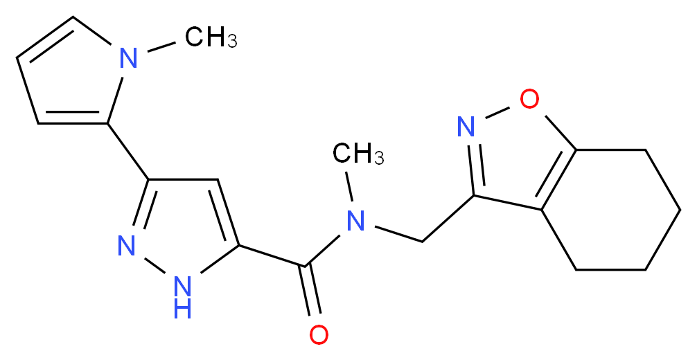 N-methyl-3-(1-methyl-1H-pyrrol-2-yl)-N-(4,5,6,7-tetrahydro-1,2-benzisoxazol-3-ylmethyl)-1H-pyrazole-5-carboxamide_分子结构_CAS_)