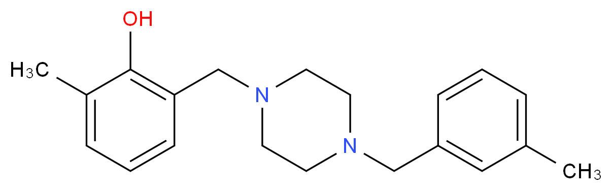 2-methyl-6-{[4-(3-methylbenzyl)piperazin-1-yl]methyl}phenol_分子结构_CAS_)