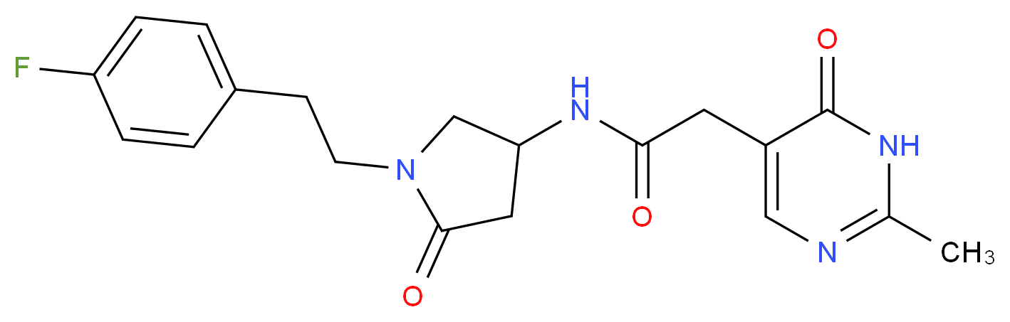 N-{1-[2-(4-fluorophenyl)ethyl]-5-oxopyrrolidin-3-yl}-2-(2-methyl-6-oxo-1,6-dihydropyrimidin-5-yl)acetamide_分子结构_CAS_)