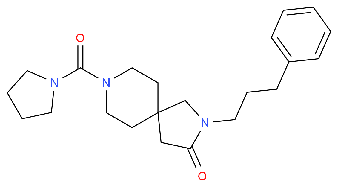 2-(3-phenylpropyl)-8-(1-pyrrolidinylcarbonyl)-2,8-diazaspiro[4.5]decan-3-one_分子结构_CAS_)
