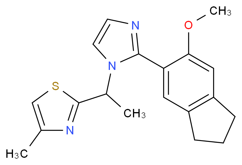 2-{1-[2-(6-methoxy-2,3-dihydro-1H-inden-5-yl)-1H-imidazol-1-yl]ethyl}-4-methyl-1,3-thiazole_分子结构_CAS_)