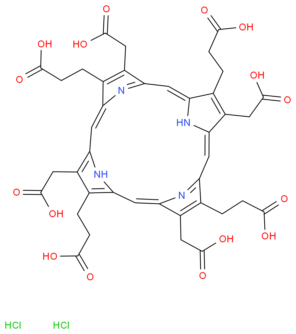 Uroporphyrin I dihydrochloride_分子结构_CAS_68929-06-6)