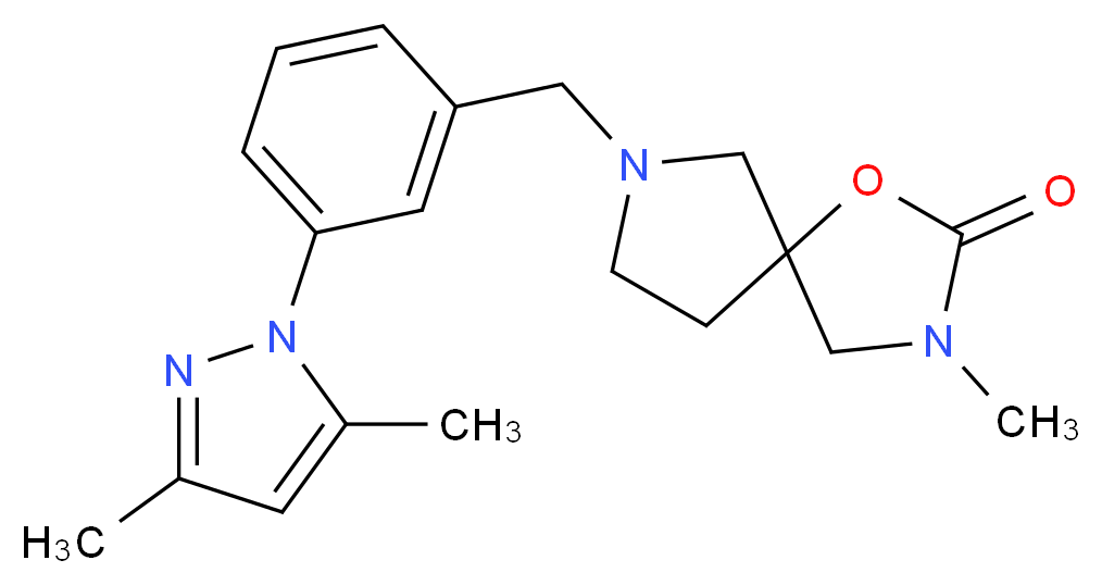 7-[3-(3,5-dimethyl-1H-pyrazol-1-yl)benzyl]-3-methyl-1-oxa-3,7-diazaspiro[4.4]nonan-2-one_分子结构_CAS_)