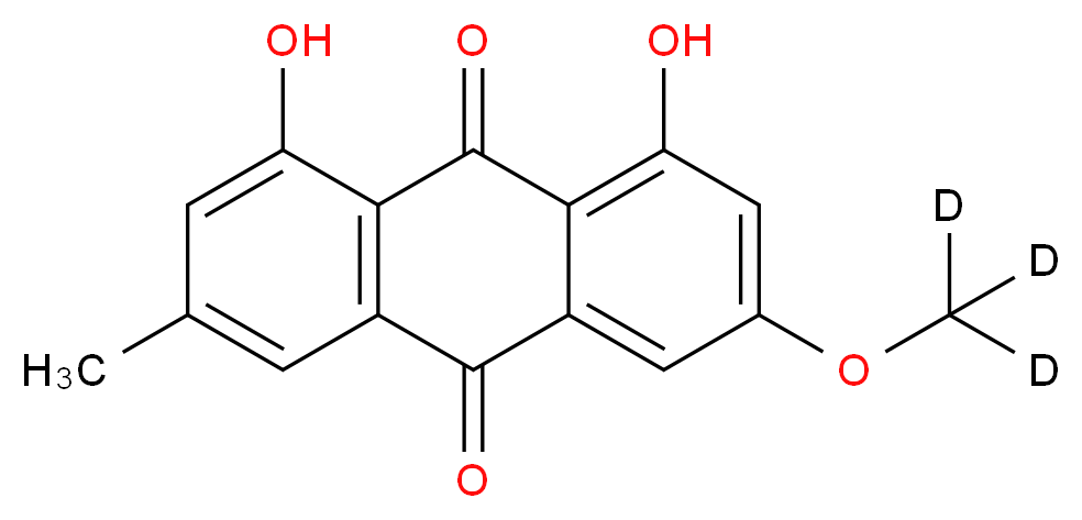 1,8-dihydroxy-3-(<sup>2</sup>H<sub>3</sub>)methoxy-6-methyl-9,10-dihydroanthracene-9,10-dione_分子结构_CAS_1215751-27-1