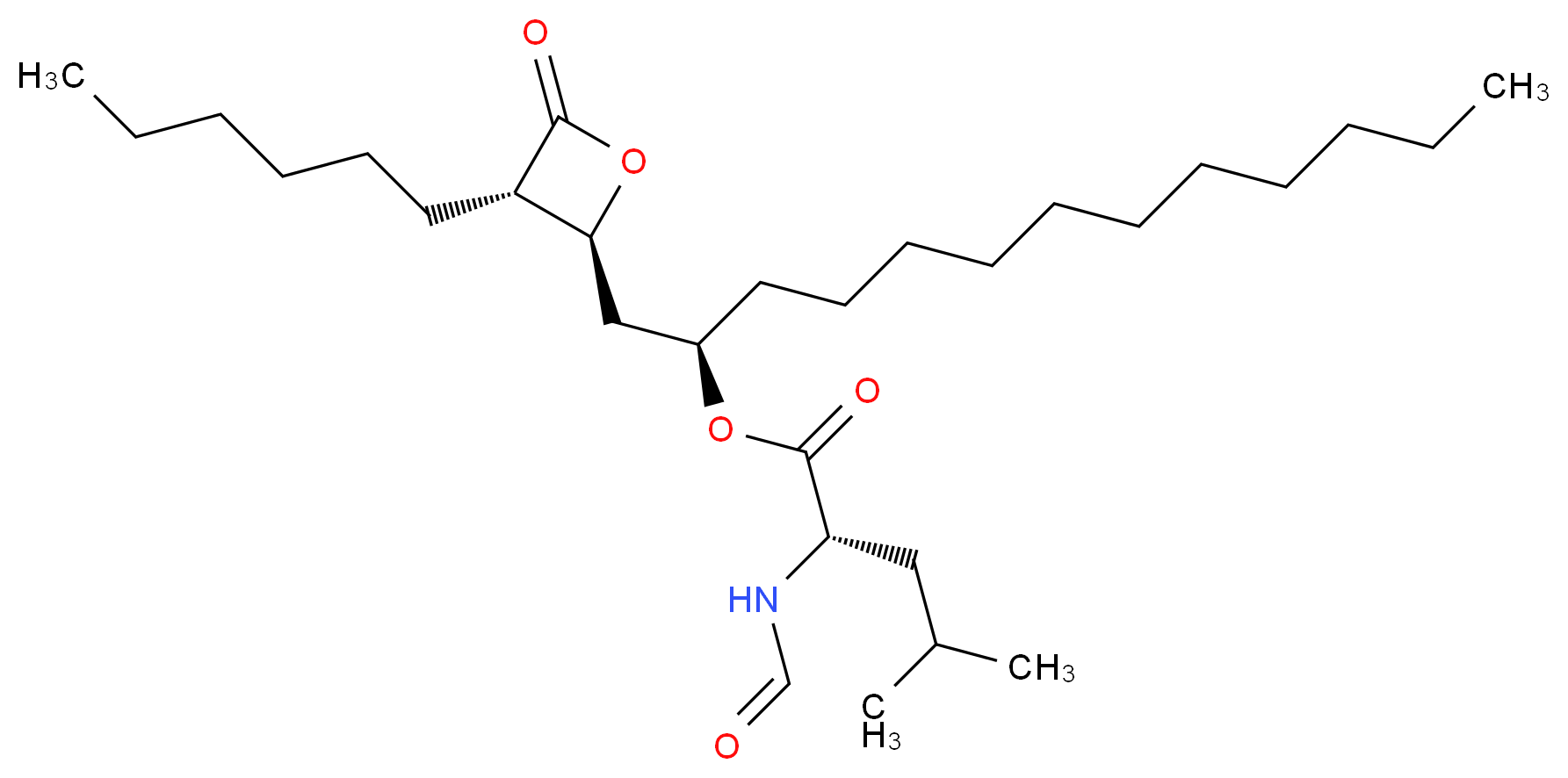 (2R)-1-[(2S,3S)-3-hexyl-4-oxooxetan-2-yl]tridecan-2-yl (2S)-2-formamido-4-methylpentanoate_分子结构_CAS_111466-63-8