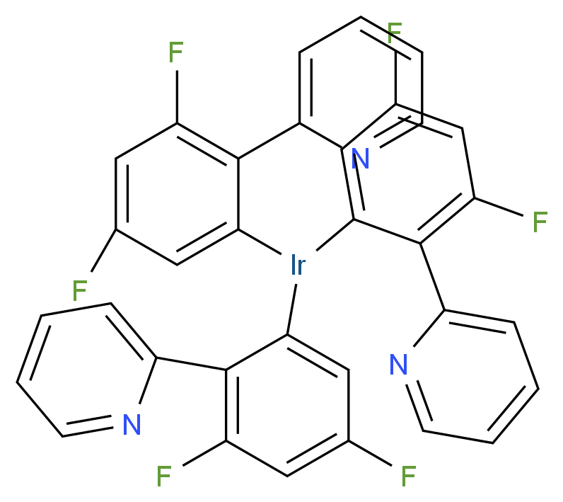 三[2-(4,6-二氟苯基)吡啶-C2,N]铱(III)_分子结构_CAS_387859-70-3)