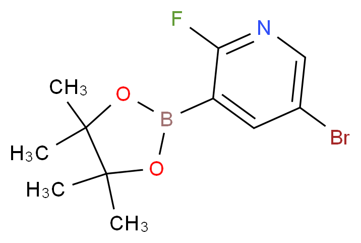 5-bromo-2-fluoro-3-(tetramethyl-1,3,2-dioxaborolan-2-yl)pyridine_分子结构_CAS_1073353-50-0