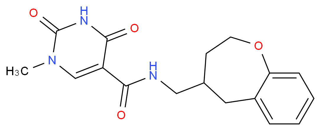 1-methyl-2,4-dioxo-N-(2,3,4,5-tetrahydro-1-benzoxepin-4-ylmethyl)-1,2,3,4-tetrahydropyrimidine-5-carboxamide_分子结构_CAS_)