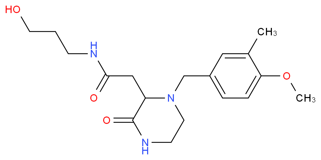 N-(3-hydroxypropyl)-2-[1-(4-methoxy-3-methylbenzyl)-3-oxo-2-piperazinyl]acetamide_分子结构_CAS_)