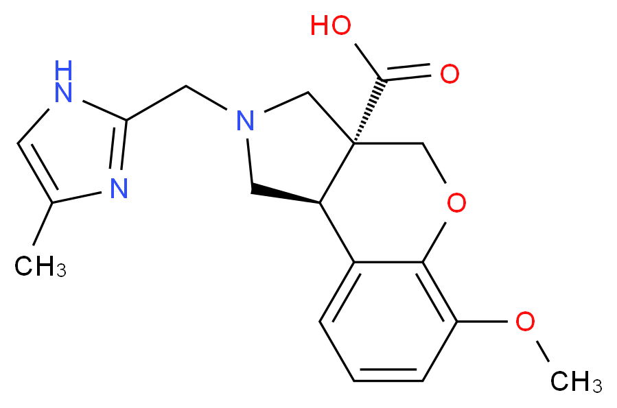 (3aR*,9bR*)-6-methoxy-2-[(4-methyl-1H-imidazol-2-yl)methyl]-1,2,3,9b-tetrahydrochromeno[3,4-c]pyrrole-3a(4H)-carboxylic acid_分子结构_CAS_)