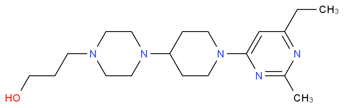 3-{4-[1-(6-ethyl-2-methylpyrimidin-4-yl)piperidin-4-yl]piperazin-1-yl}propan-1-ol_分子结构_CAS_)