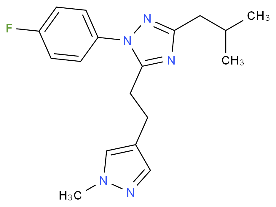 1-(4-fluorophenyl)-3-isobutyl-5-[2-(1-methyl-1H-pyrazol-4-yl)ethyl]-1H-1,2,4-triazole_分子结构_CAS_)
