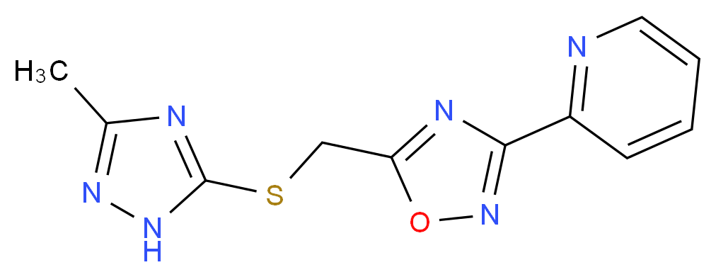 2-(5-{[(3-methyl-1H-1,2,4-triazol-5-yl)thio]methyl}-1,2,4-oxadiazol-3-yl)pyridine_分子结构_CAS_)