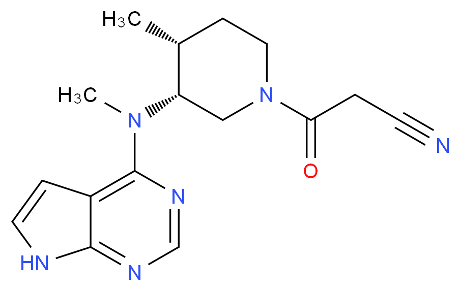 3-[(3R,4R)-4-methyl-3-[methyl({7H-pyrrolo[2,3-d]pyrimidin-4-yl})amino]piperidin-1-yl]-3-oxopropanenitrile_分子结构_CAS_477600-75-2