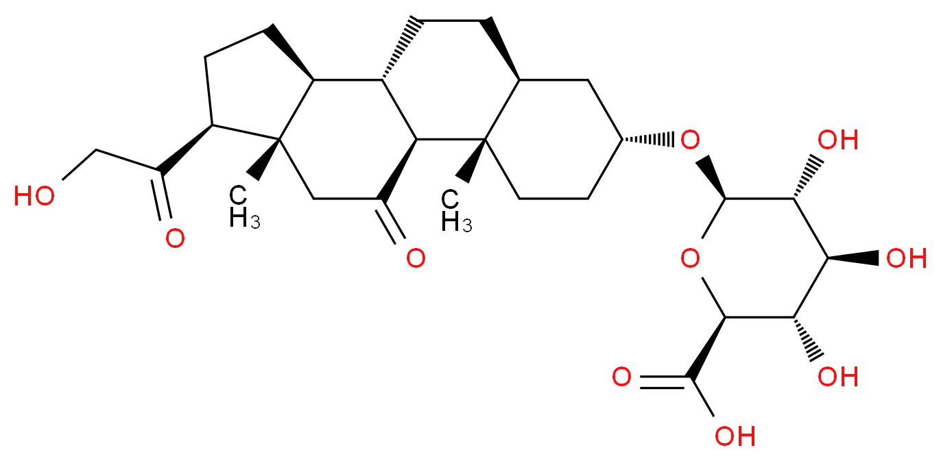 (2S,3S,4S,5R,6R)-3,4,5-trihydroxy-6-{[(1S,2S,5R,7S,10S,11S,14S,15S)-14-(2-hydroxyacetyl)-2,15-dimethyl-17-oxotetracyclo[8.7.0.0<sup>2</sup>,<sup>7</sup>.0<sup>1</sup><sup>1</sup>,<sup>1</sup><sup>5</sup>]heptadecan-5-yl]oxy}oxane-2-carboxylic acid_分子结构_CAS_70522-56-4