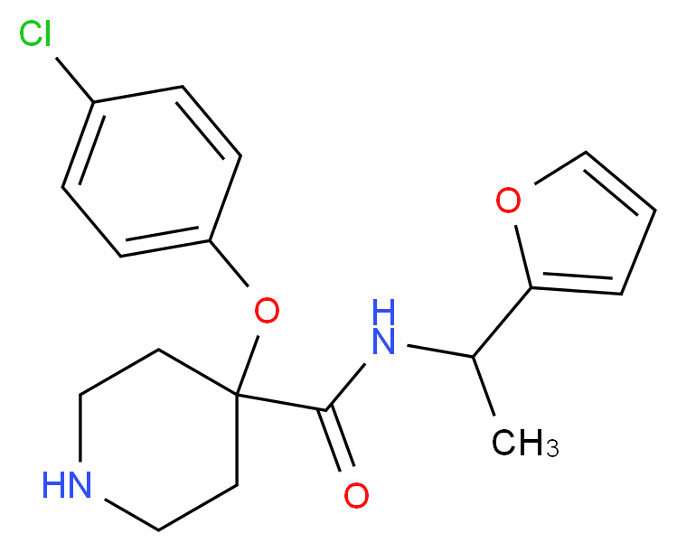4-(4-chlorophenoxy)-N-[1-(2-furyl)ethyl]piperidine-4-carboxamide_分子结构_CAS_)
