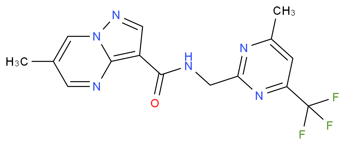 6-methyl-N-{[4-methyl-6-(trifluoromethyl)pyrimidin-2-yl]methyl}pyrazolo[1,5-a]pyrimidine-3-carboxamide_分子结构_CAS_)